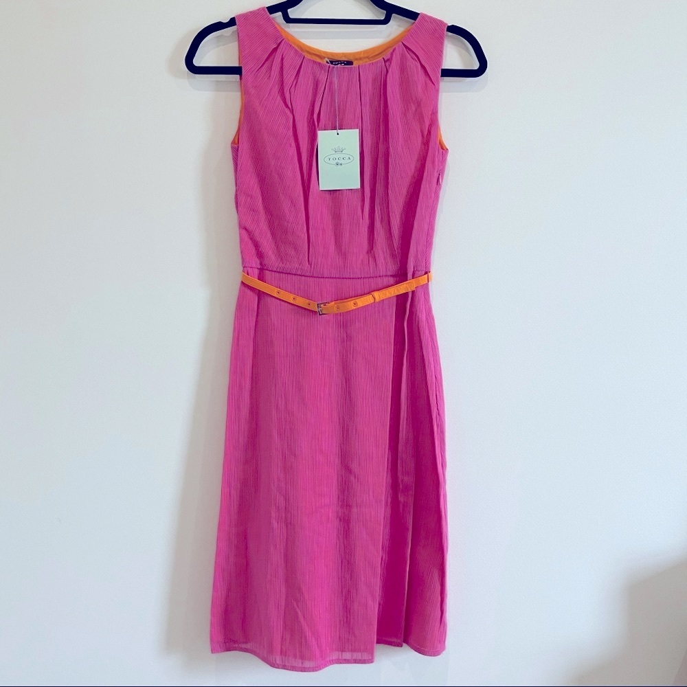 Tocca Belted Cotton A-Line Dress